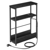 VASAGLE Masuta ingusta cu priza si porturi de incarcare USB, 3 rafturi, 45x18x58 cm, negru Household NewTrend