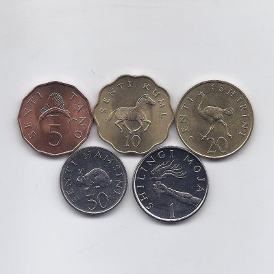 Tanzania lot 5 monede 1976-1992, UNC foto