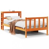 VidaXL Cadru de pat cu tăblie, maro ceruit, 90x190 cm, lemn masiv pin