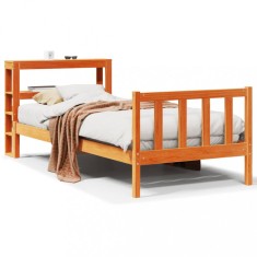 vidaXL Cadru de pat cu tăblie, maro ceruit, 90x190 cm, lemn masiv pin 3305772