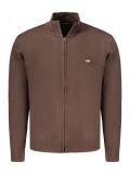 Cumpara ieftin Pulover cu fermoar barbati, cu mini logo brodat, Regular fit, maro inchis, M