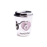 Pandora Drink To Go Coffee Cup Charm 797185EN160 din Argint 925 cu Email Roz