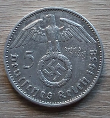 Moneda argint 5 mark 1938 Germania Reich foto