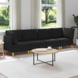 vidaXL Set de mobilier pentru living cu pernă 4 pcs Negru Țesătură 3413684