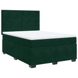 Cumpara ieftin Pat box spring cu saltea, verde inchis, 140x200 cm, catifea