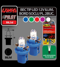 Bec tip LED 12V iluminat bord soclu plastic B8,5d 2buc-Violet - CRD-LAM58493 Auto Lux Edition foto