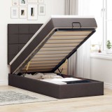 Cumpara ieftin Cadru de pat otoman cu saltea țesătură maro &icirc;nchis 90x190cm