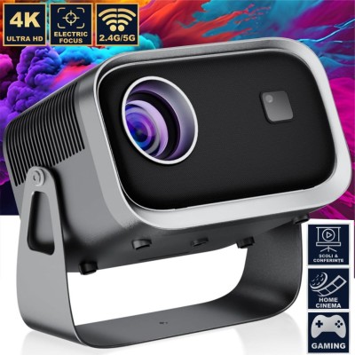 Videoproiector LED LCD Portabil 1280x720P, Linomag&amp;reg;, 150 ANSI lumeni, Contrast 2000:1, WiFi, Bluetooth, HDMI, AV, USB, Dark Ash Silver foto