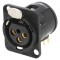 Conector XLR soclu mamă 3 pini unghi 90&deg; cu buton THT 6A
