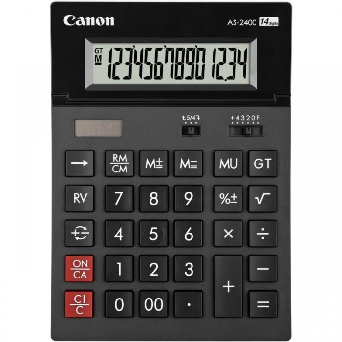 Calculator birou Canon&nbsp;AS2400, 14 digiti, ribbon, display LCD ajustabil, functie