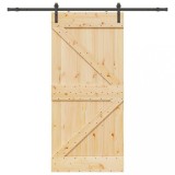 Ușă glisantă cu set de feronerie 80x210 cm, lemn masiv de pin