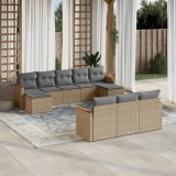 VidaXL Set canapele de grădină cu perne, 10 piese, bej, poliratan