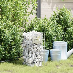 vidaXL Coloană Gabion Argintiu 25 x 25 x 50 cm Oţel inoxidabil