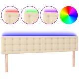 Cumpara ieftin Tablie de pat cu LED, crem, 180x5x78/88 cm, textil