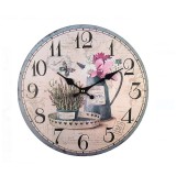 Ceas de Perete cu Imaginea unui Ulcior cu Lavanda &ndash; 33.8 cm, Design Elegant, MDF