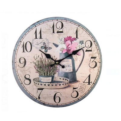 Ceas de Perete cu Imaginea unui Ulcior cu Lavanda &amp;ndash; 33.8 cm, Design Elegant, MDF foto