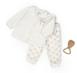 Cumpara ieftin Set bluză și pantalon, Bow, BabyCosy, 100%bumbac organic, Stone (Marime: 18-24 Luni)