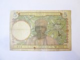 Rară! Africa Occidentală Franceză(AOF) 5 Francs 1941,bancnota din imagini la cel mai mic preț
