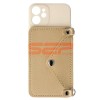 Husa iPhone 12 mini, TPU, tip portofel, cu snur, crossbody, beige