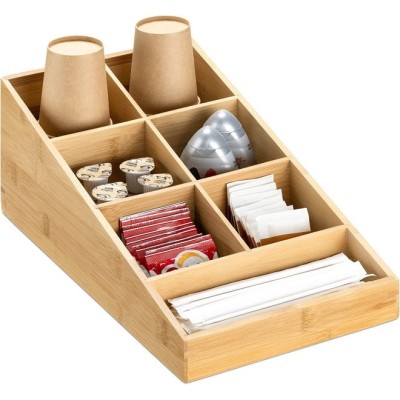 Organizator pentru cafea si ceai Navaris cu 7 compartimente din bambus, maro deschis, 57231.01 foto