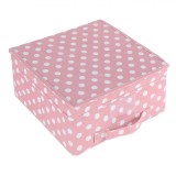 Cutie Depozitare Textilă, Roz cu Buline Albe, Dimensiuni 30x30x16cm, Cu Capac