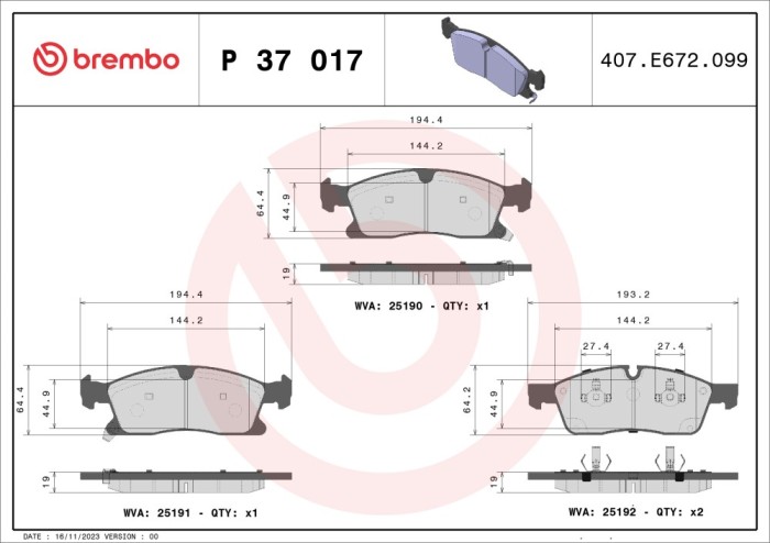 BREMBO P 37 017 PRIME LINE set placute frana,frana disc