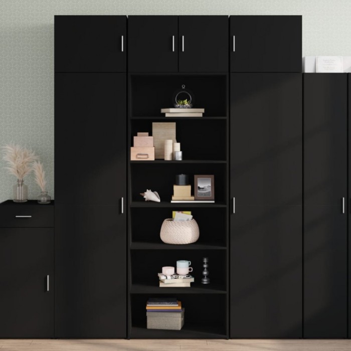 Gossi dulap inalt, negru, 70x41x185 cm, lemn prelucrat