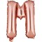 Balon folie metalizata litera m, flippy, 40 cm, umflati cu heliu sau aer, ambalaj individual, pai inclus, rose gold