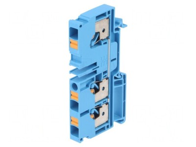 Conector de Șine 6mm2, 1 Pista, 3 Borne, Albastru Wemid foto