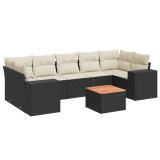 Cumpara ieftin Set mobilier de gradina cu perne, 8 piese, negru, poliratan