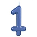 Lum&acirc;nare Aniversară, Metalizat, Cifre, Culoare Bleu, Dimensiuni 3x5.5 cm
