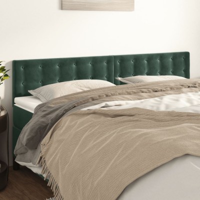 vidaXL Tăblii de pat, 2 buc, verde &amp;icirc;nchis, 100x5x78/88 cm, catifea 346533 foto