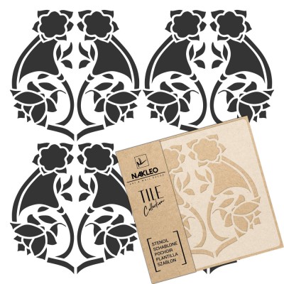 Șablon de plastic reutilizabil pentru țiglă // ART NOUVEAU FLOARE #2 - 25x25cm foto