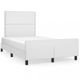 VidaXL Cadru de pat fără saltea alb 120x190 cm piele artificială