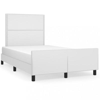 vidaXL Cadru de pat fără saltea alb 120x190 cm piele artificială foto