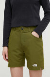 Cumpara ieftin The North Face pantaloni scurți outdoor Horizon culoarea verde, neted, high waist