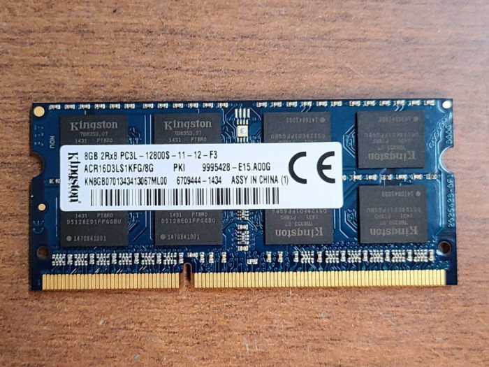 Memorie KINGSTON sodimm 8Gb DDR3 1600MHz PC3L-12800S 1600 1.35V acr16d3ls1kfg/8g