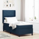 VidaXL Pat cu arcuri cu saltea albastru 90 x 190 cm țesătură 3343545