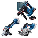 Bosch GBH 187-LI One Chuck + GWS 18V-10 + GKS 18V-51 - Rotopercutor SDS-Plus 2.4 J valiza plastic + Polizor unghiular 125 mm + Fierastrau circular 140