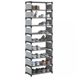 VidaXL Suport pantofi 10 niveluri gri 54x28x158 cm țesătură nețesă