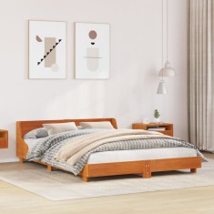 vidaXL Cadru pat fără saltea, maro ceruit, 160x200 cm, lemn masiv pin