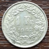 (A115) MONEDA DIN ARGINT ELVETIA - 1 FRANC 1962, 5 GRAME, PURITATE 835, Europa