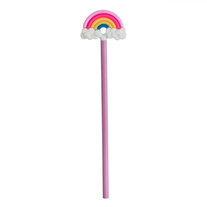 Creion 3D, Rainbow, Topper Curcubeu, Roz, Lungime 21cm