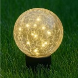 Felinar solar glob din sticlă cu efect crackle pentru masă și grădină, CMCLASS