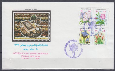 IRAN 1987 FLORA FESTIVALUL FLORILOR SERIE FDC foto