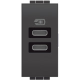 Priza USB 1M Tip C alimentare dubla 5V Living Light Bticino antracit L4191CC