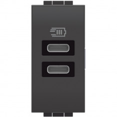 Priza USB 1M Tip C alimentare dubla 5V Living Light Bticino antracit L4191CC