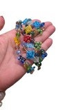 COLIER CU MĂRGELE DIN STICLĂ MILLEFIORI MURANO ȘI CRISTAL COLORAT FATETAT