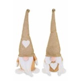 Set 2 figurine Mos Craciun si Craciunita textil multicolor 9x6x25 cm