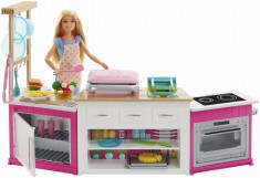 Papusa Barbie Cu Set De Joaca Bucatarie foto